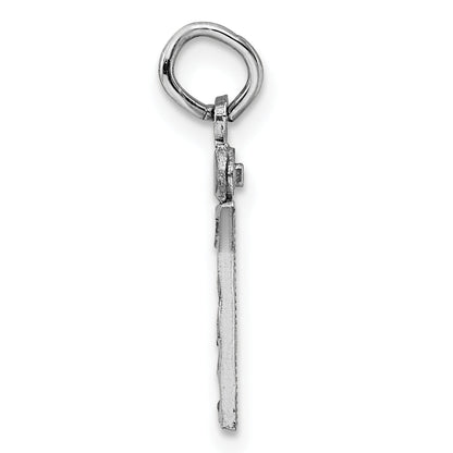 Sterling Silver Rhodium-Plated Diamond-Cut #47 Charm