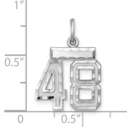 Sterling Silver Rhodium-Plated Diamond-Cut #48 Charm