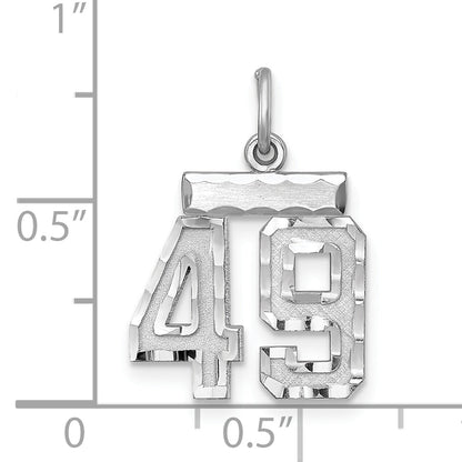 Sterling Silver Rhodium-Plated Diamond-Cut #49 Charm