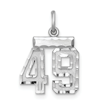 Sterling Silver Rhodium-Plated Diamond-Cut #49 Charm