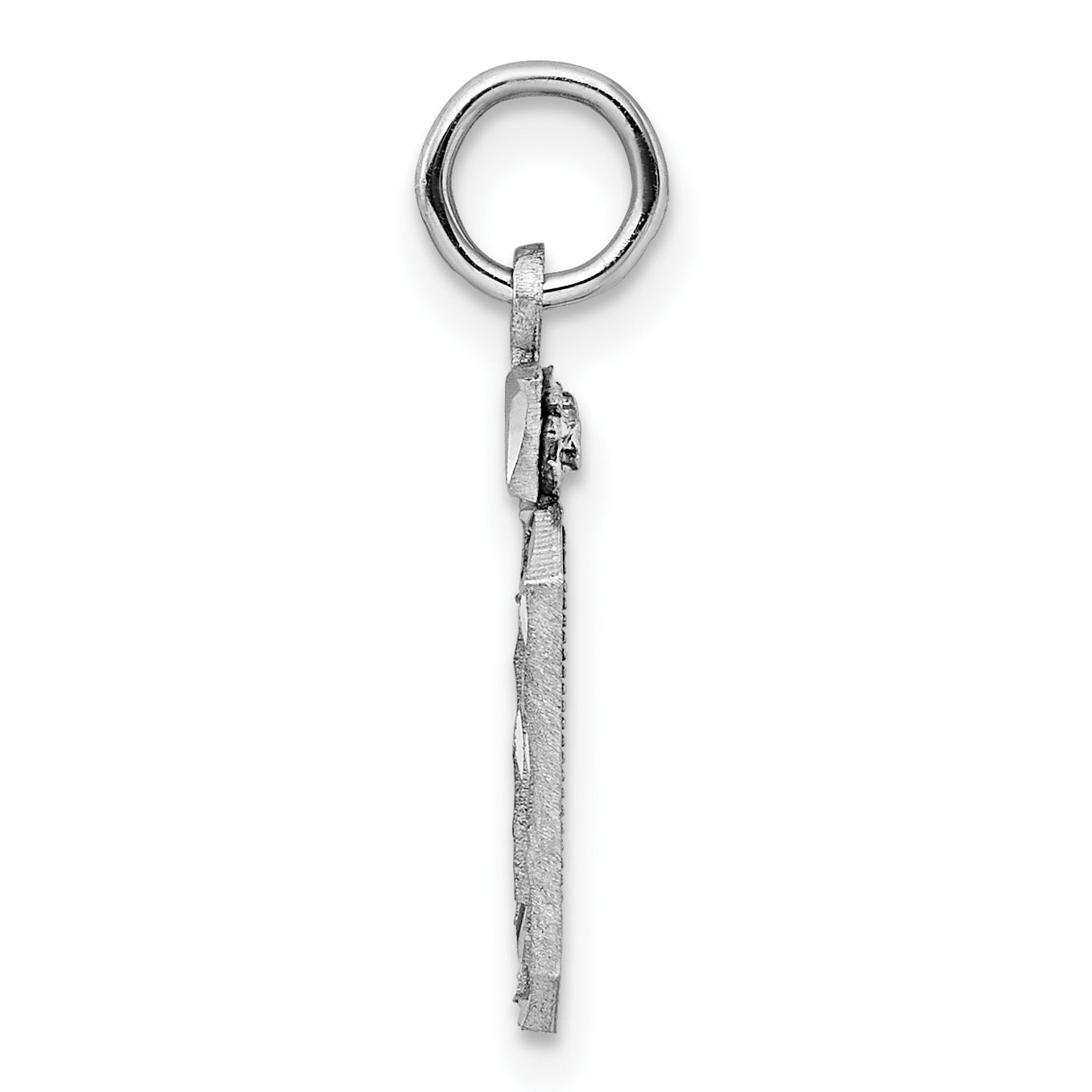 Sterling Silver Rhodium-Plated Diamond-Cut #50 Charm
