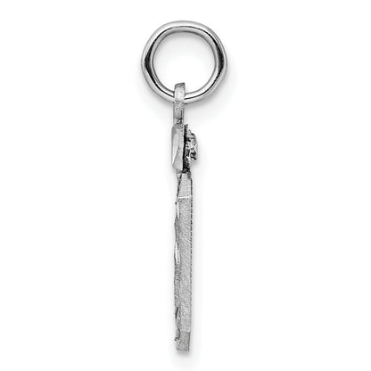 Sterling Silver Rhodium-Plated Diamond-Cut #50 Charm