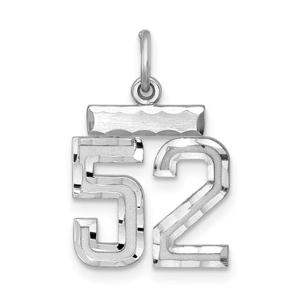 Sterling Silver Rhodium-Plated Diamond-Cut #52 Charm