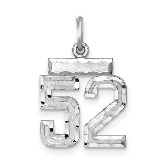 Sterling Silver Rhodium-Plated Diamond-Cut #52 Charm