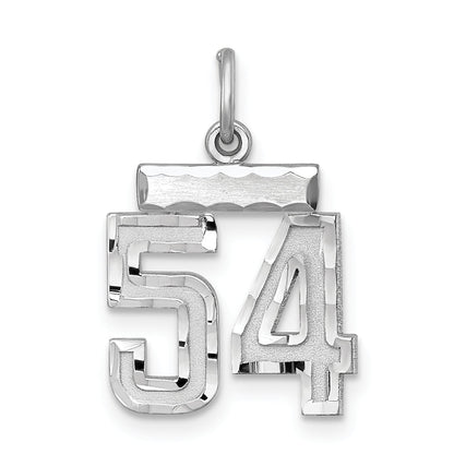 Sterling Silver Rhodium-Plated Diamond-Cut #54 Charm