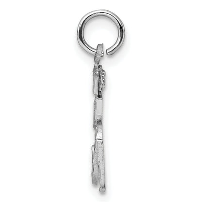 Sterling Silver Rhodium-Plated Diamond-Cut #55 Charm