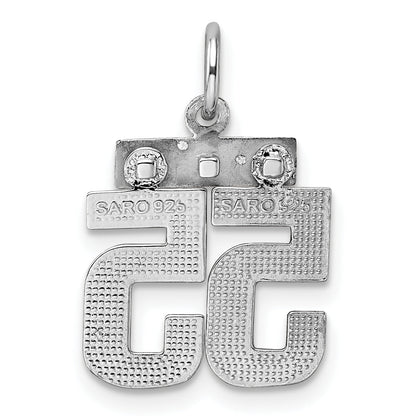 Sterling Silver Rhodium-Plated Diamond-Cut #55 Charm