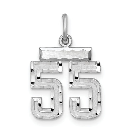 Sterling Silver Rhodium-Plated Diamond-Cut #55 Charm