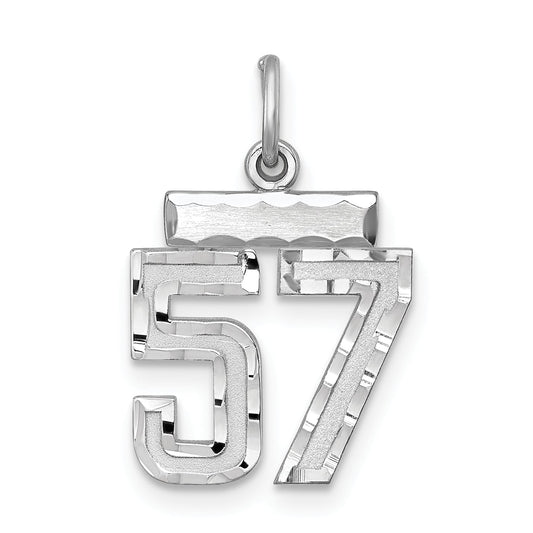 Sterling Silver Rhodium-Plated Diamond-Cut #57 Charm