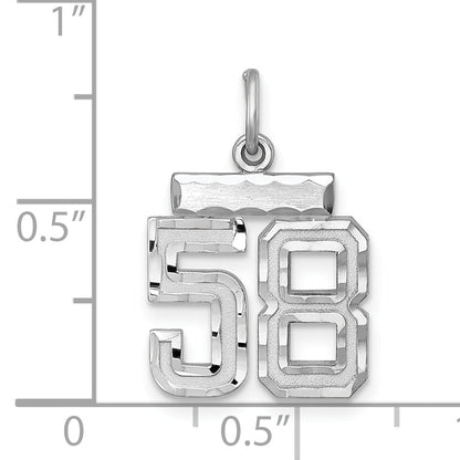 Sterling Silver Rhodium-Plated Diamond-Cut #58 Charm