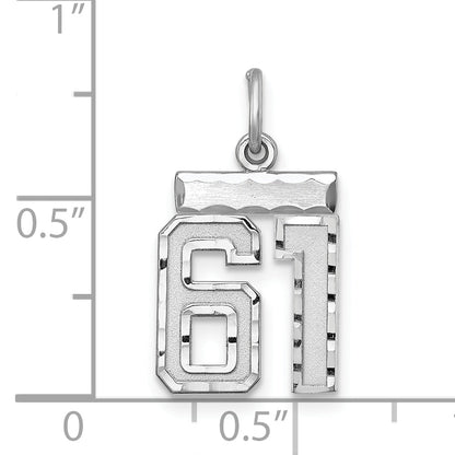 Sterling Silver Rhodium-Plated Diamond-Cut #61 Charm