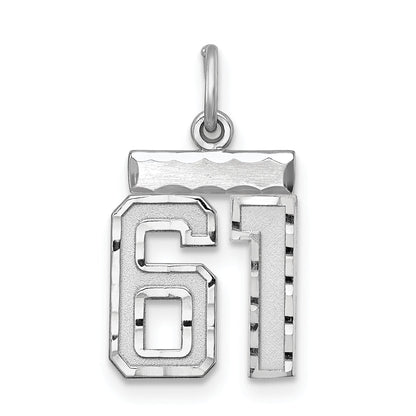 Sterling Silver Rhodium-Plated Diamond-Cut #61 Charm