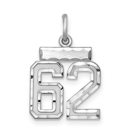 Sterling Silver Rhodium-Plated Diamond-Cut #62 Charm