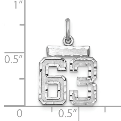 Sterling Silver Rhodium-Plated Diamond-Cut #63 Charm