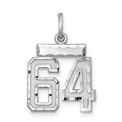 Sterling Silver Rhodium-Plated Diamond-Cut #64 Charm