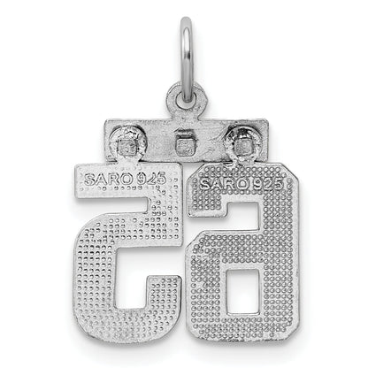 Sterling Silver Rhodium-Plated Diamond-Cut #65 Charm