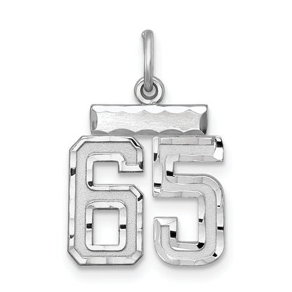 Sterling Silver Rhodium-Plated Diamond-Cut #65 Charm
