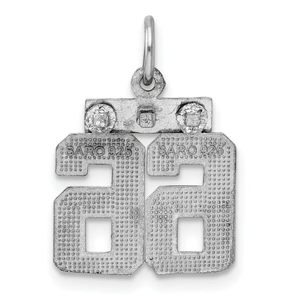 Sterling Silver Rhodium-Plated Diamond-Cut #66 Charm