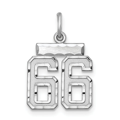 Sterling Silver Rhodium-Plated Diamond-Cut #66 Charm