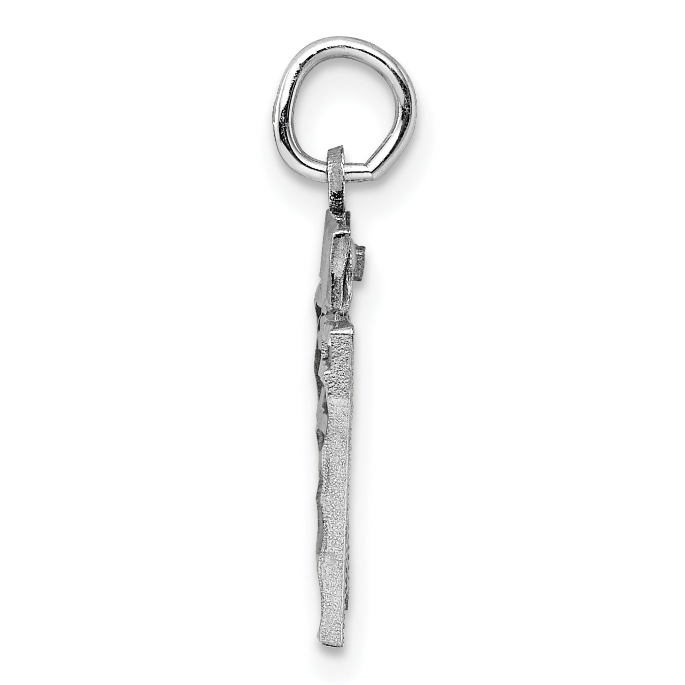 Sterling Silver Rhodium-Plated Diamond-Cut #67 Charm