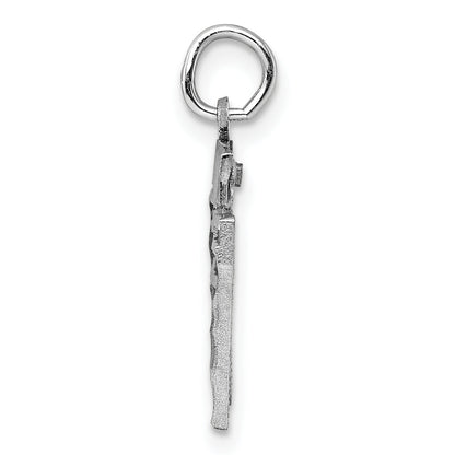 Sterling Silver Rhodium-Plated Diamond-Cut #67 Charm