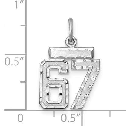 Sterling Silver Rhodium-Plated Diamond-Cut #67 Charm
