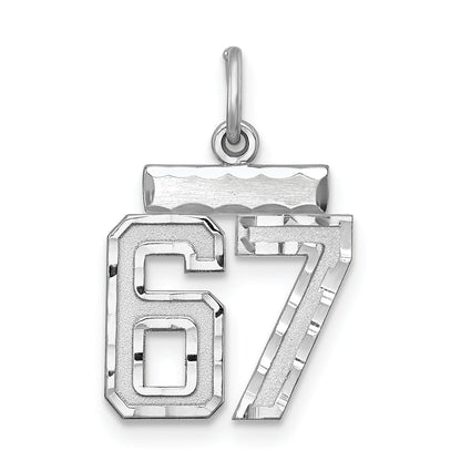 Sterling Silver Rhodium-Plated Diamond-Cut #67 Charm