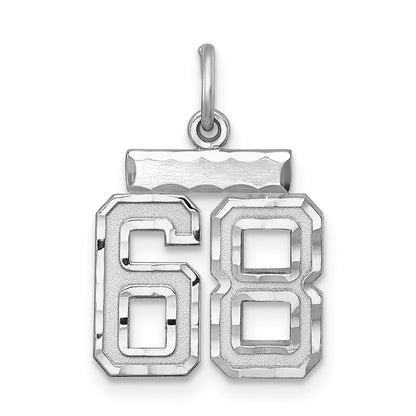 Sterling Silver Rhodium-Plated Diamond-Cut #68 Charm