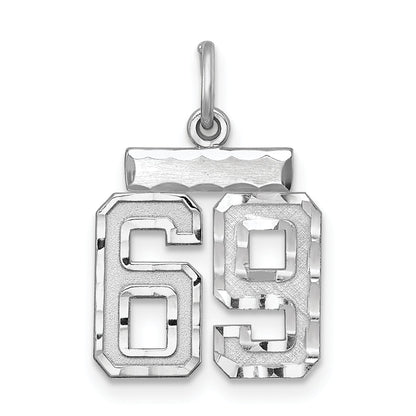 Sterling Silver Rhodium-Plated Diamond-Cut #69 Charm