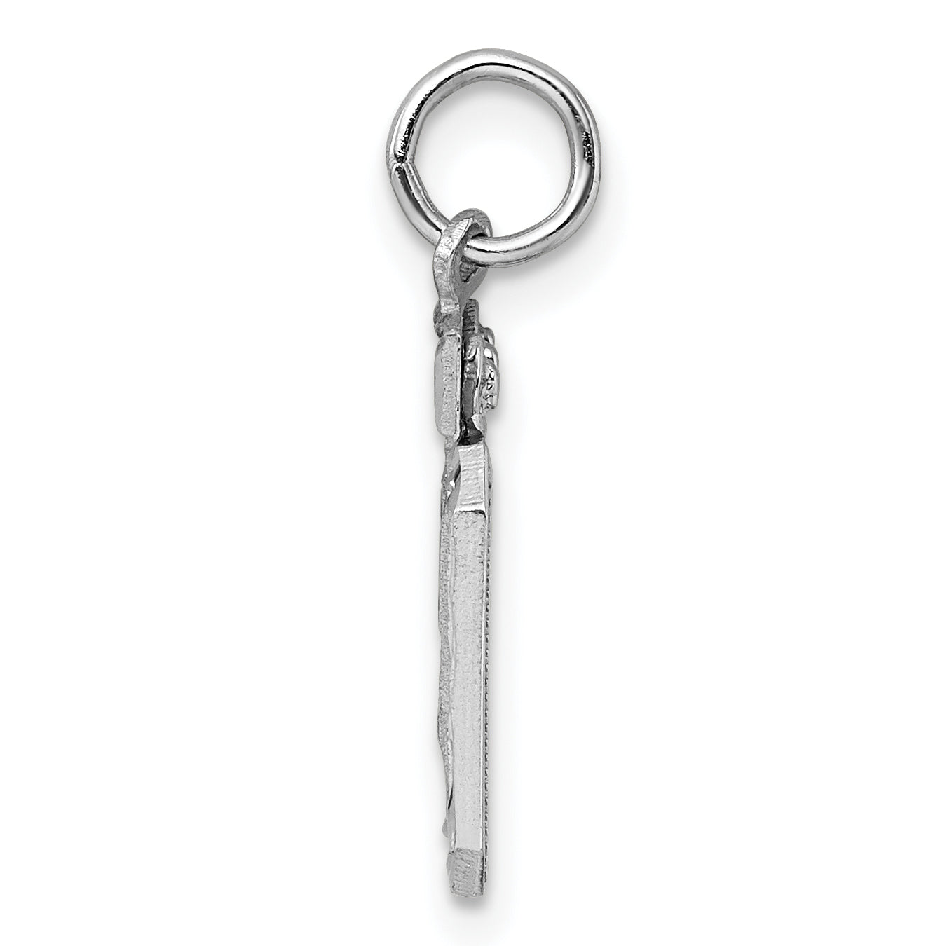 Sterling Silver Rhodium-Plated Diamond-Cut #70 Charm