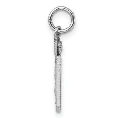 Sterling Silver Rhodium-Plated Diamond-Cut #70 Charm