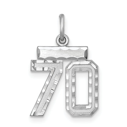 Sterling Silver Rhodium-Plated Diamond-Cut #70 Charm