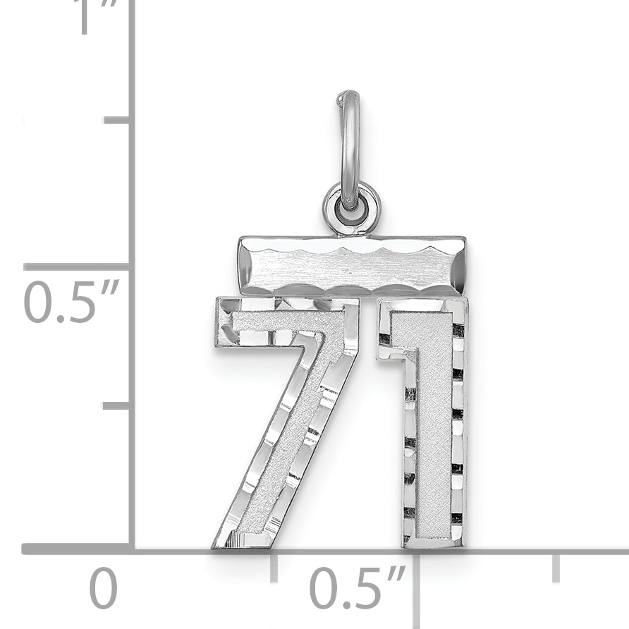 Sterling Silver Rhodium-Plated Diamond-Cut #71 Charm