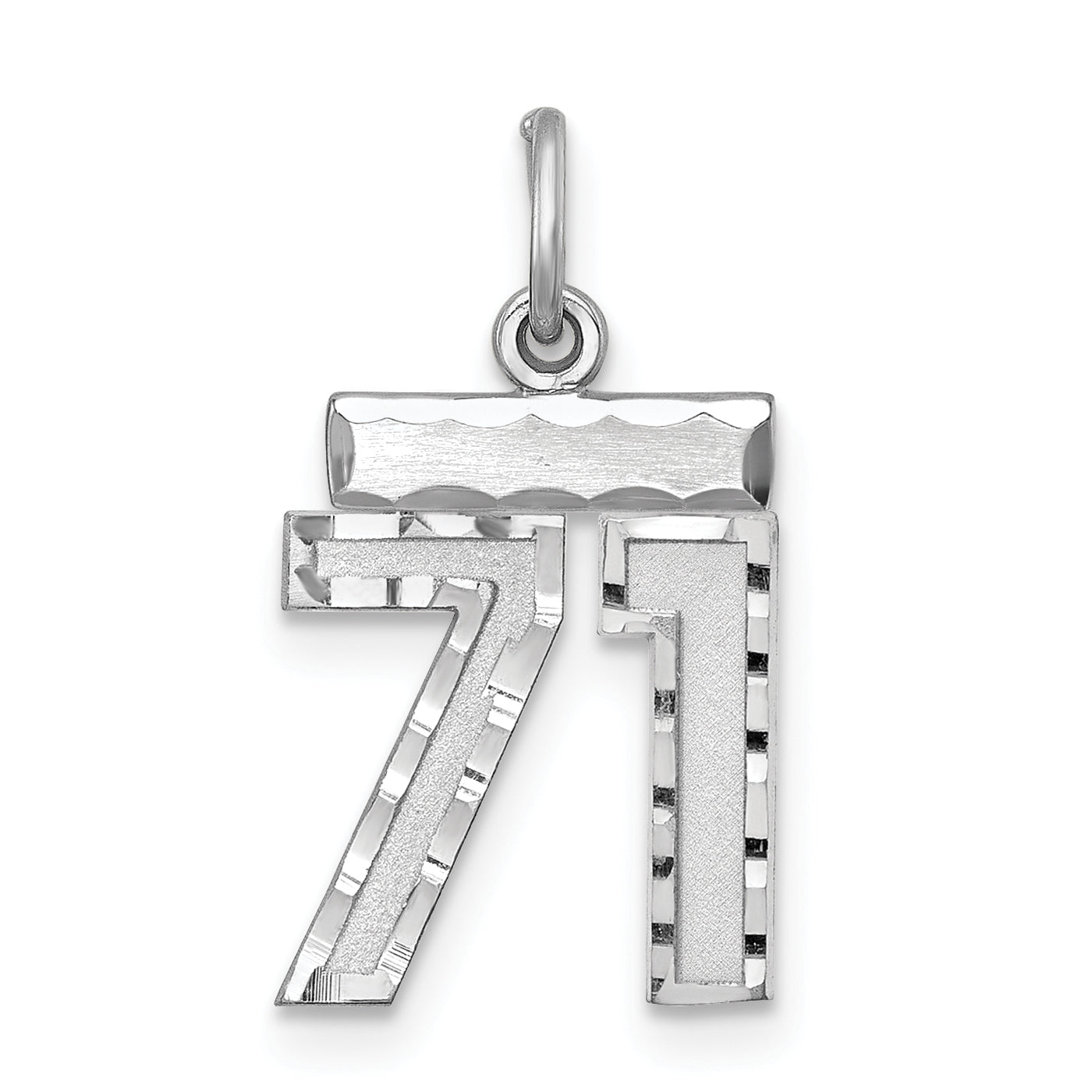 Sterling Silver Rhodium-Plated Diamond-Cut #71 Charm