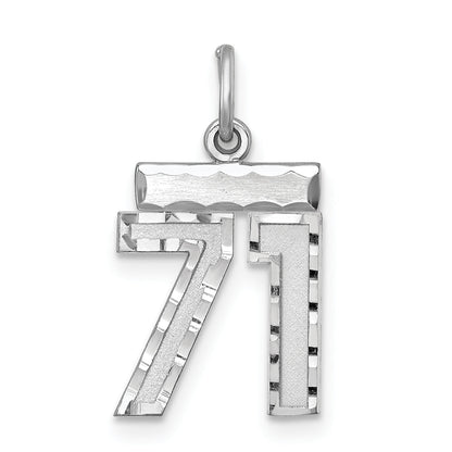 Sterling Silver Rhodium-Plated Diamond-Cut #71 Charm