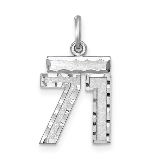Sterling Silver Rhodium-Plated Diamond-Cut #71 Charm