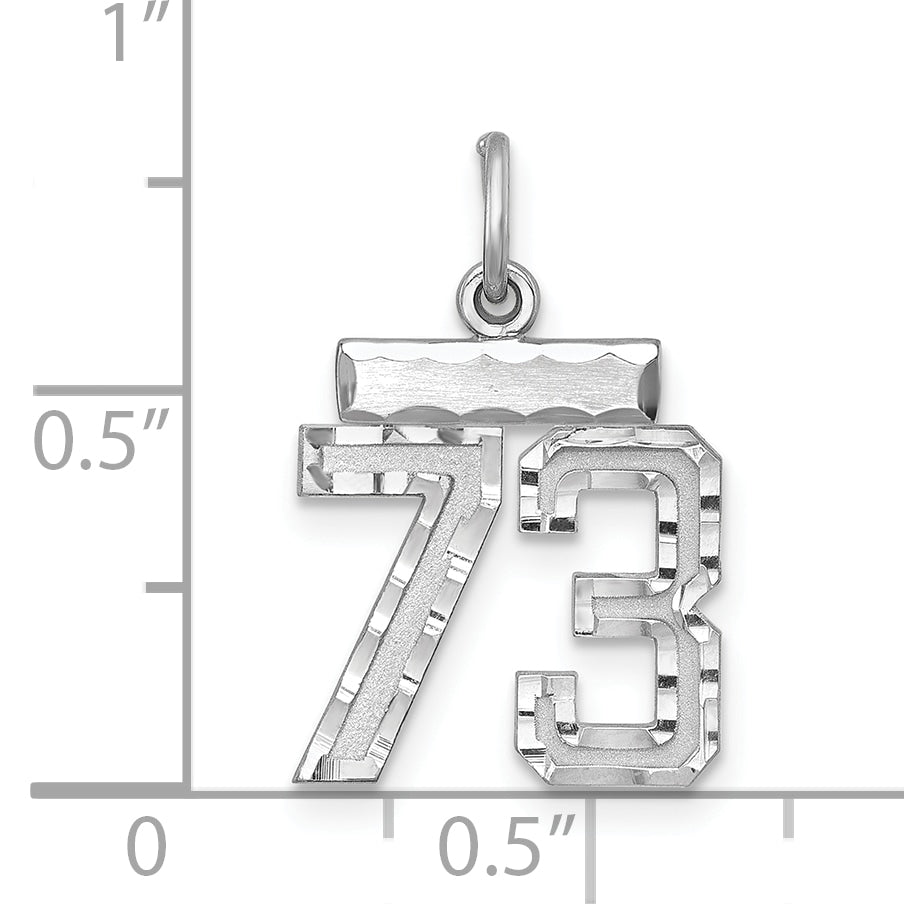 Sterling Silver Rhodium-Plated Diamond-Cut #73 Charm