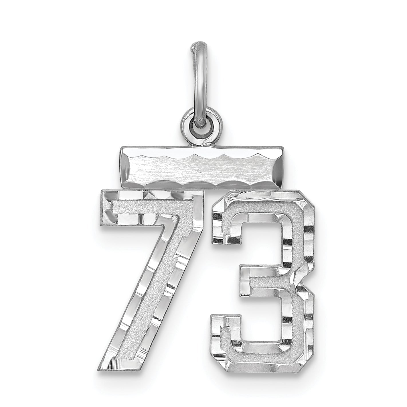Sterling Silver Rhodium-Plated Diamond-Cut #73 Charm
