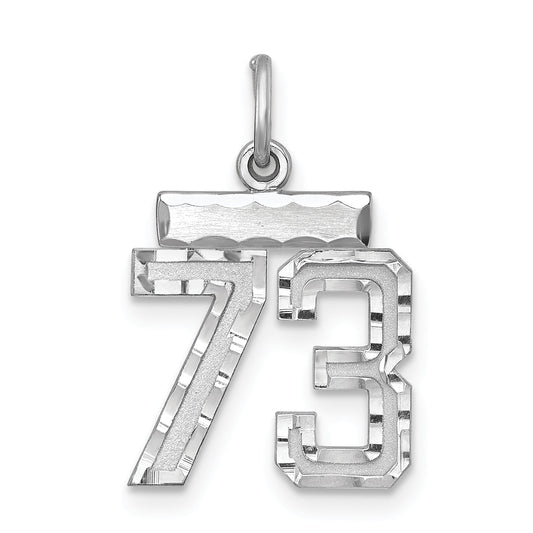 Sterling Silver Rhodium-Plated Diamond-Cut #73 Charm