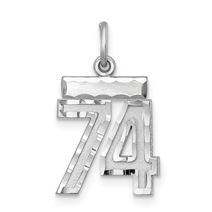 Sterling Silver Rhodium-Plated Diamond-Cut #74 Charm