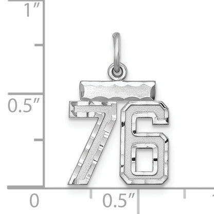 Sterling Silver Rhodium-Plated Diamond-Cut #76 Charm