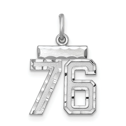 Sterling Silver Rhodium-Plated Diamond-Cut #76 Charm