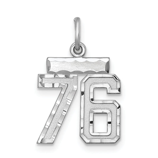 Sterling Silver Rhodium-Plated Diamond-Cut #76 Charm