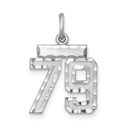 Sterling Silver Rhodium-Plated Diamond-Cut #79 Charm
