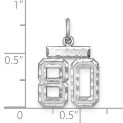 Sterling Silver Rhodium-Plated Diamond-Cut #80 Charm