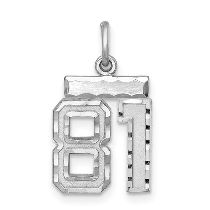 Sterling Silver Rhodium-Plated Diamond-Cut #81 Charm