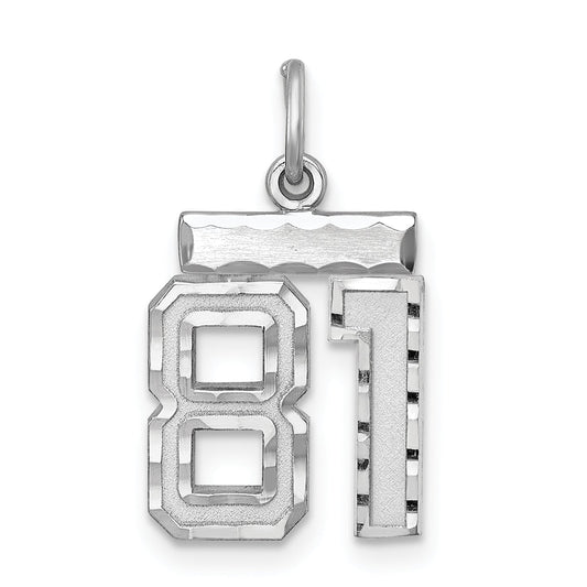 Sterling Silver Rhodium-Plated Diamond-Cut #81 Charm