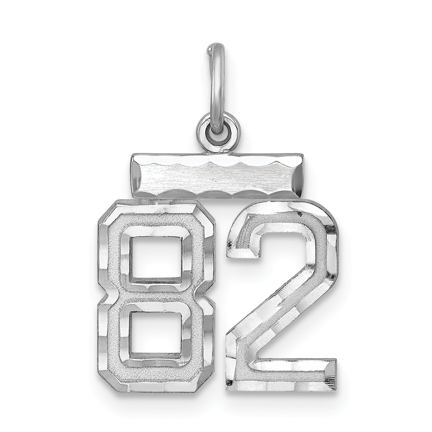 Sterling Silver Rhodium-Plated Diamond-Cut #82 Charm