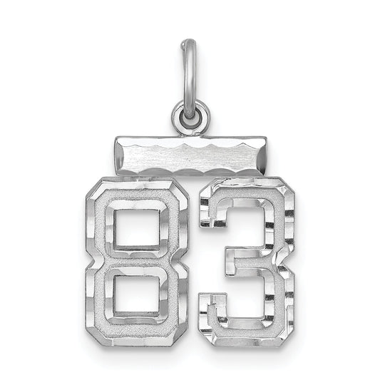 Sterling Silver Rhodium-Plated Diamond-Cut #83 Charm