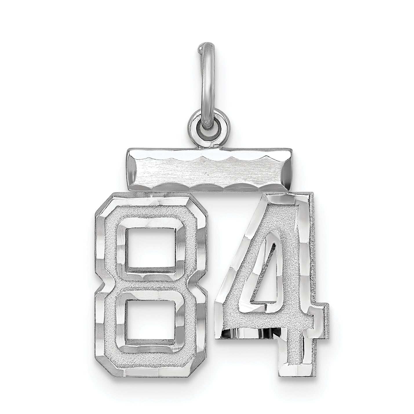 Sterling Silver Rhodium-Plated Diamond-Cut #84 Charm